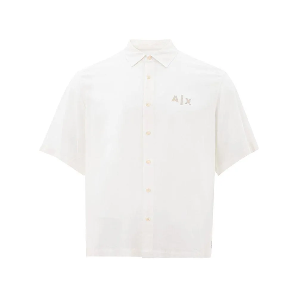 Armani Exchange Elegant White Viscose Shirt for Men