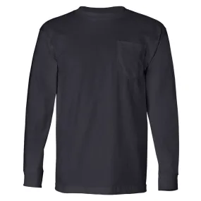 Bayside Men's Navy USA-Made Long Sleeve T-Shirt with Pocket