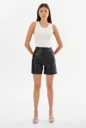 BERNICE | High-Waisted Leather Shorts