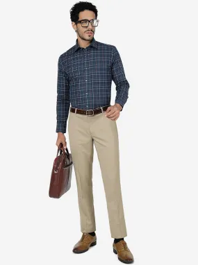 Blue Checked Regular Fit Formal Shirt | Metal