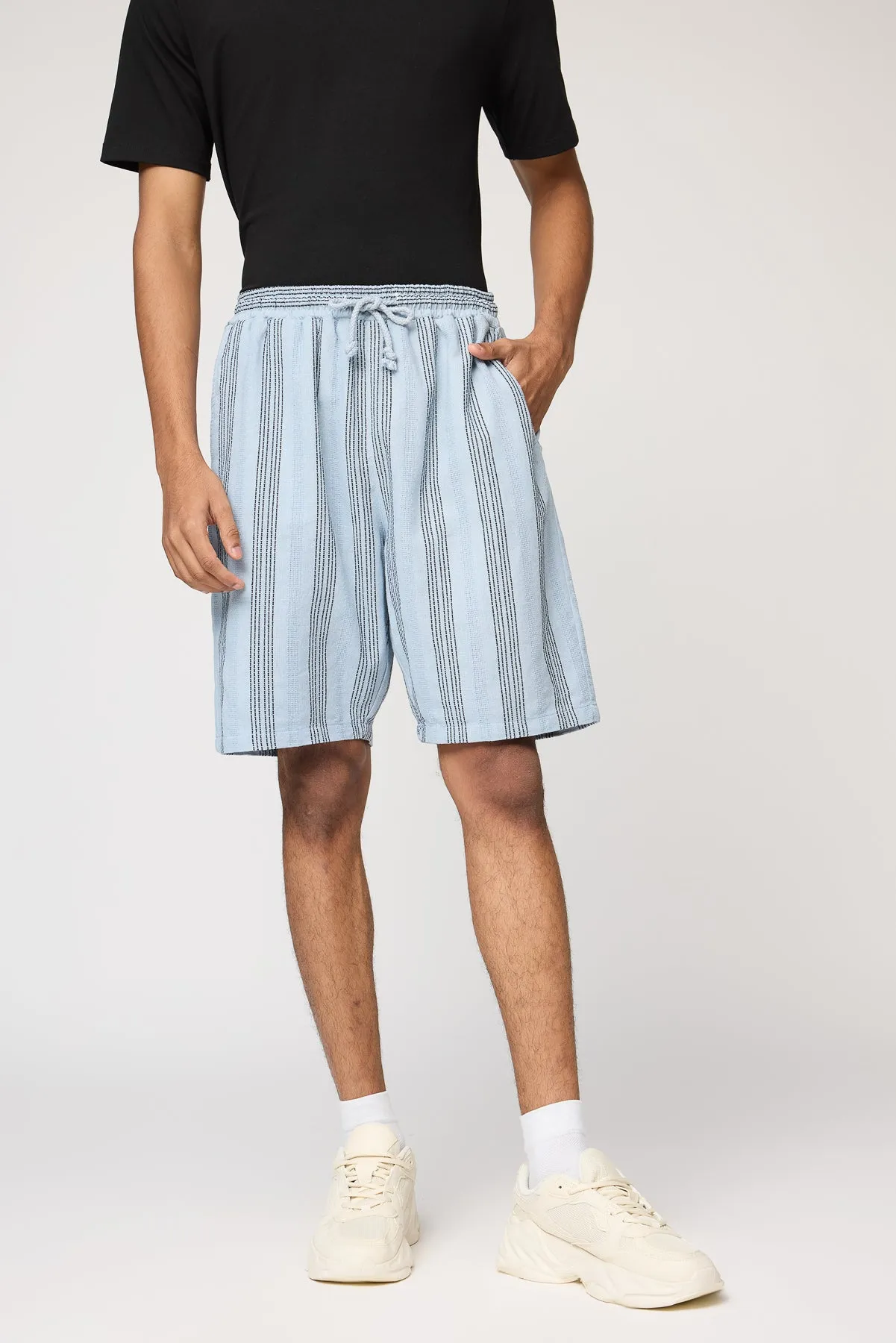 Bright Blue Striped Men's Bermuda Shorts