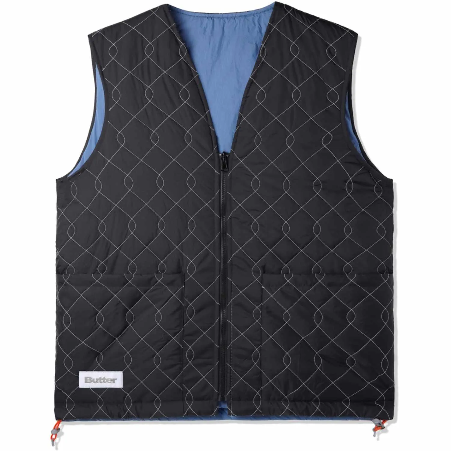 Butter Goods - Chainlink Reversible Puffer Vest - Black/Slate