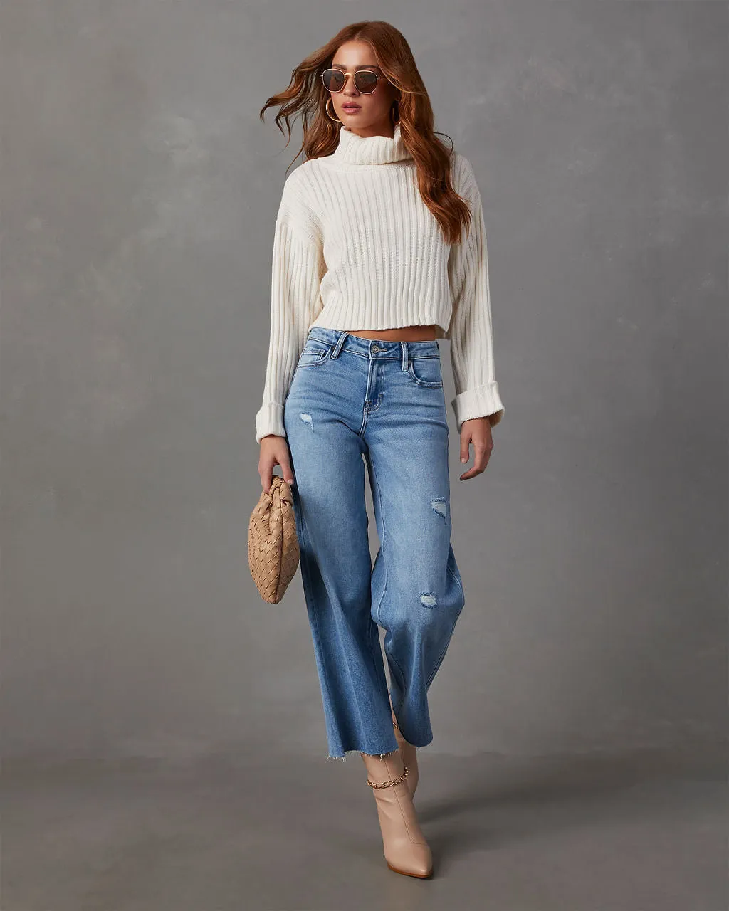 Caleb High Rise Wide Leg Stretch Jeans