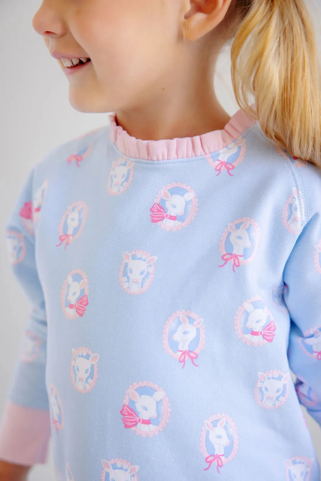 Cassidy Comfy Crewneck Dear Friends with Palm Beach Pink