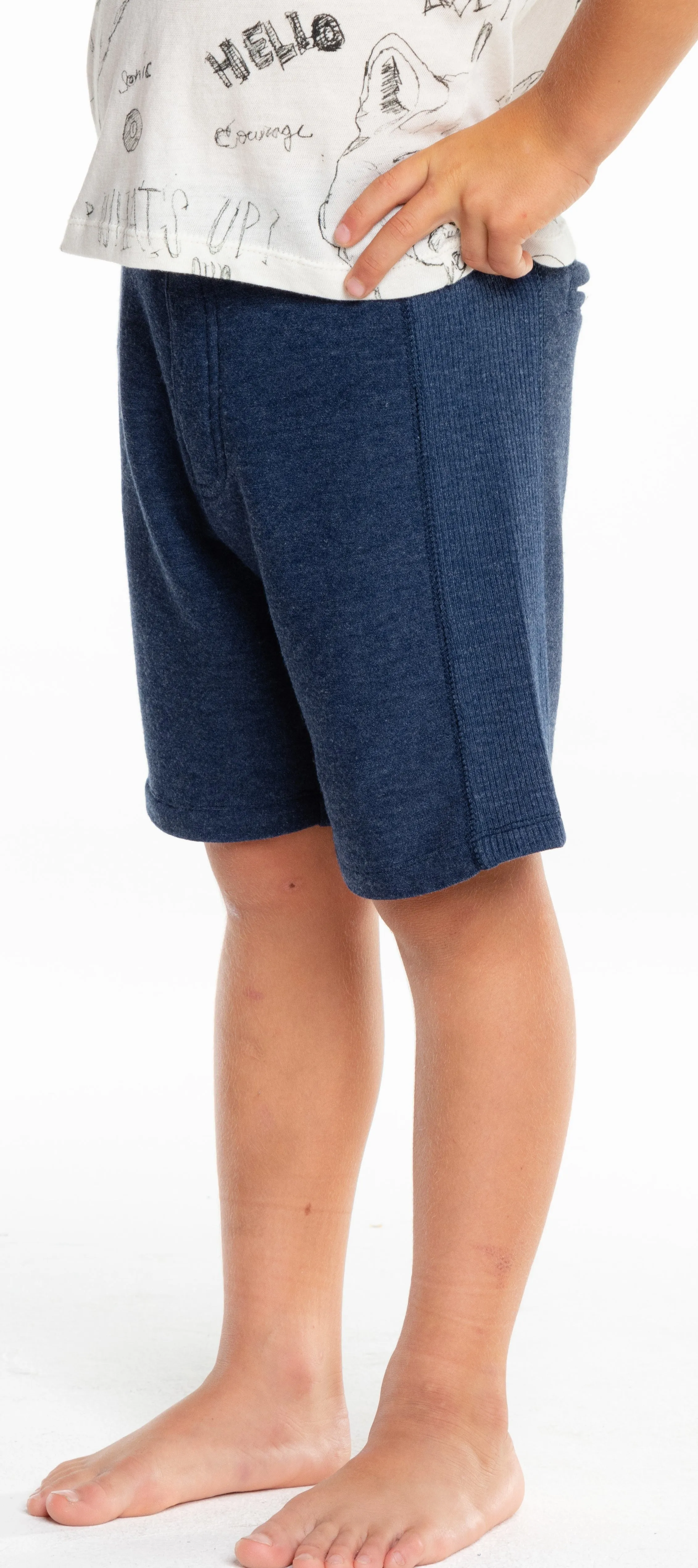 Chaser Boys Cozy Knit Rib Panel Shorts - Avalon