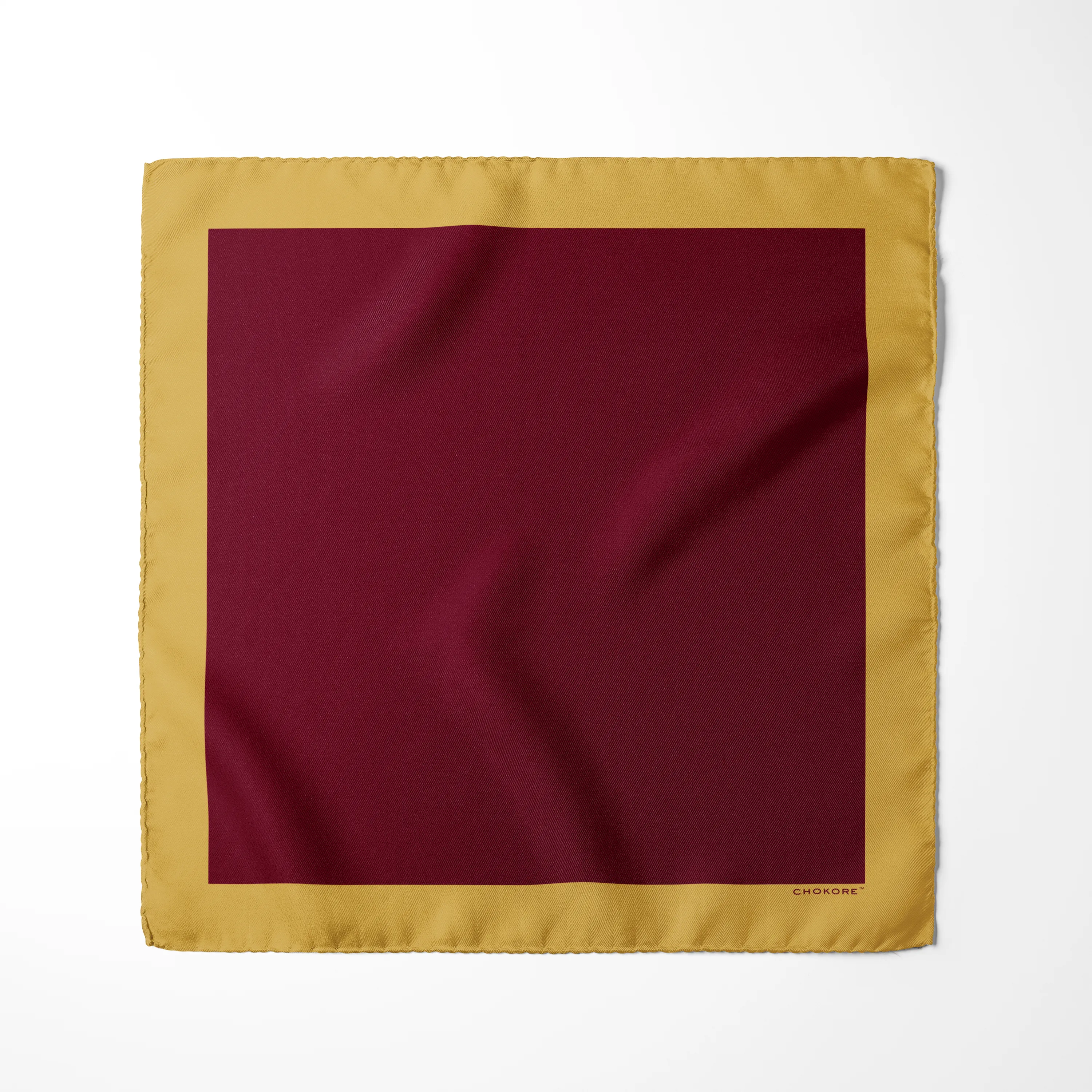 Chokore Burgundy & Mustard Silk Pocket Square - Solids Range