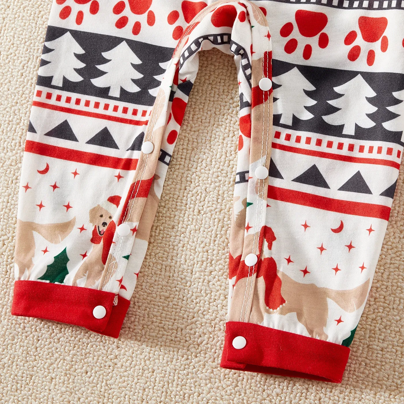 Christmas Family Matching Raglan-sleeve Dog & Letter Print Pajamas Sets (Flame Resistant)