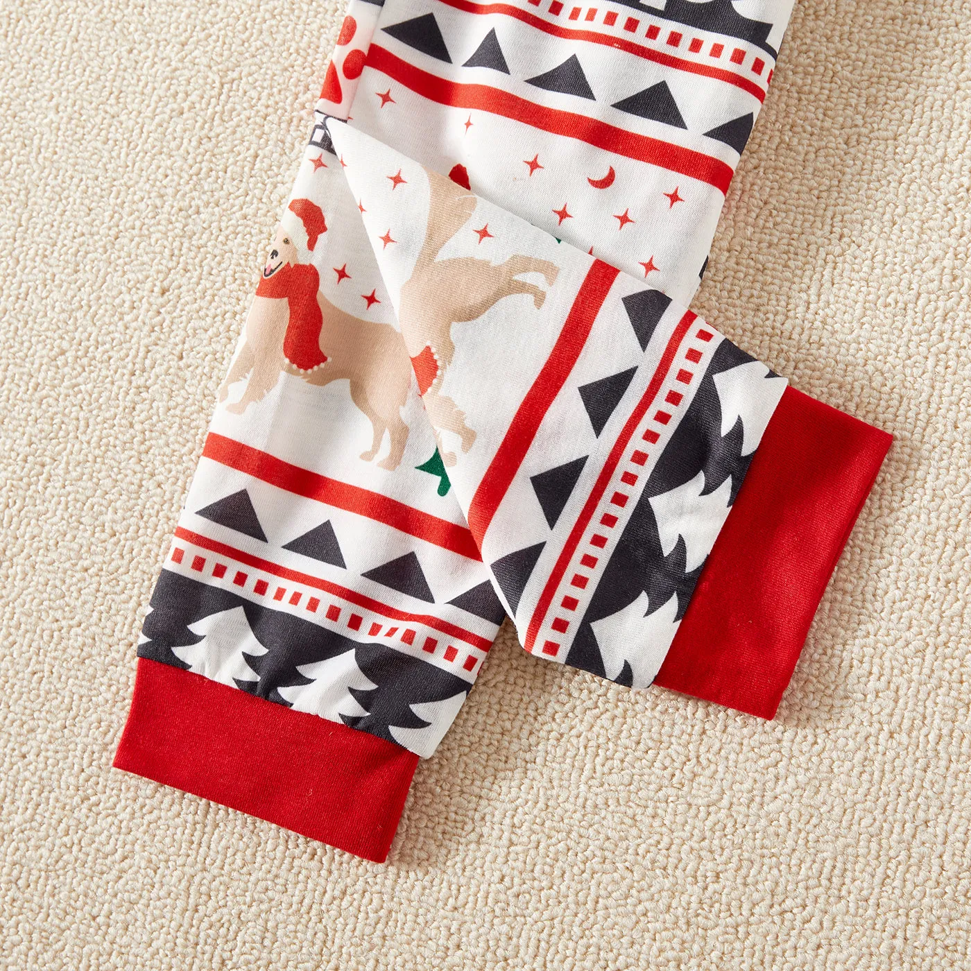 Christmas Family Matching Raglan-sleeve Dog & Letter Print Pajamas Sets (Flame Resistant)