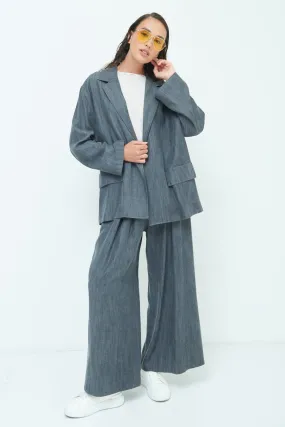 Classic oversized blazer with rolled sleeves wholesale