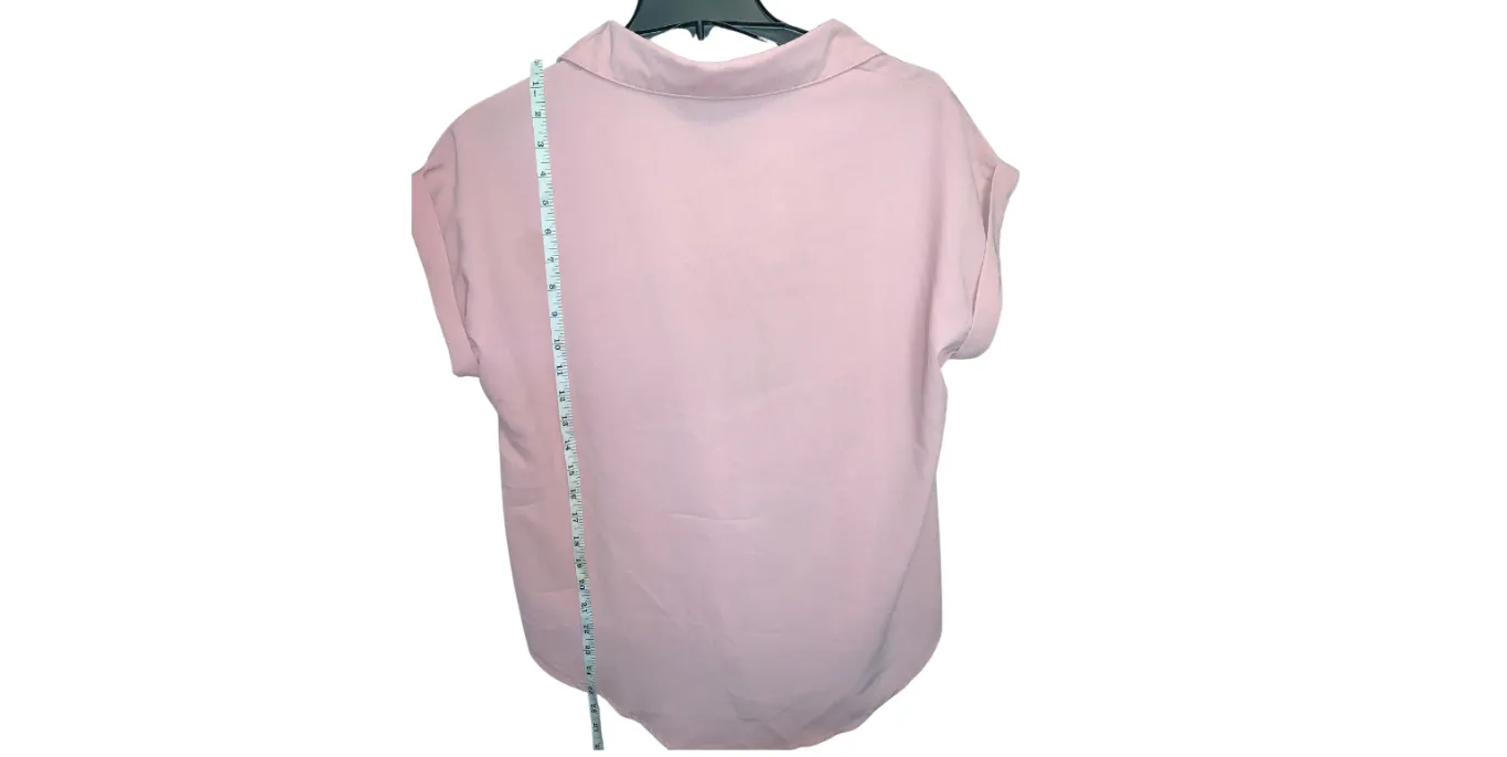 Classic Pink Short-Sleeve Button-Down Shirt; M