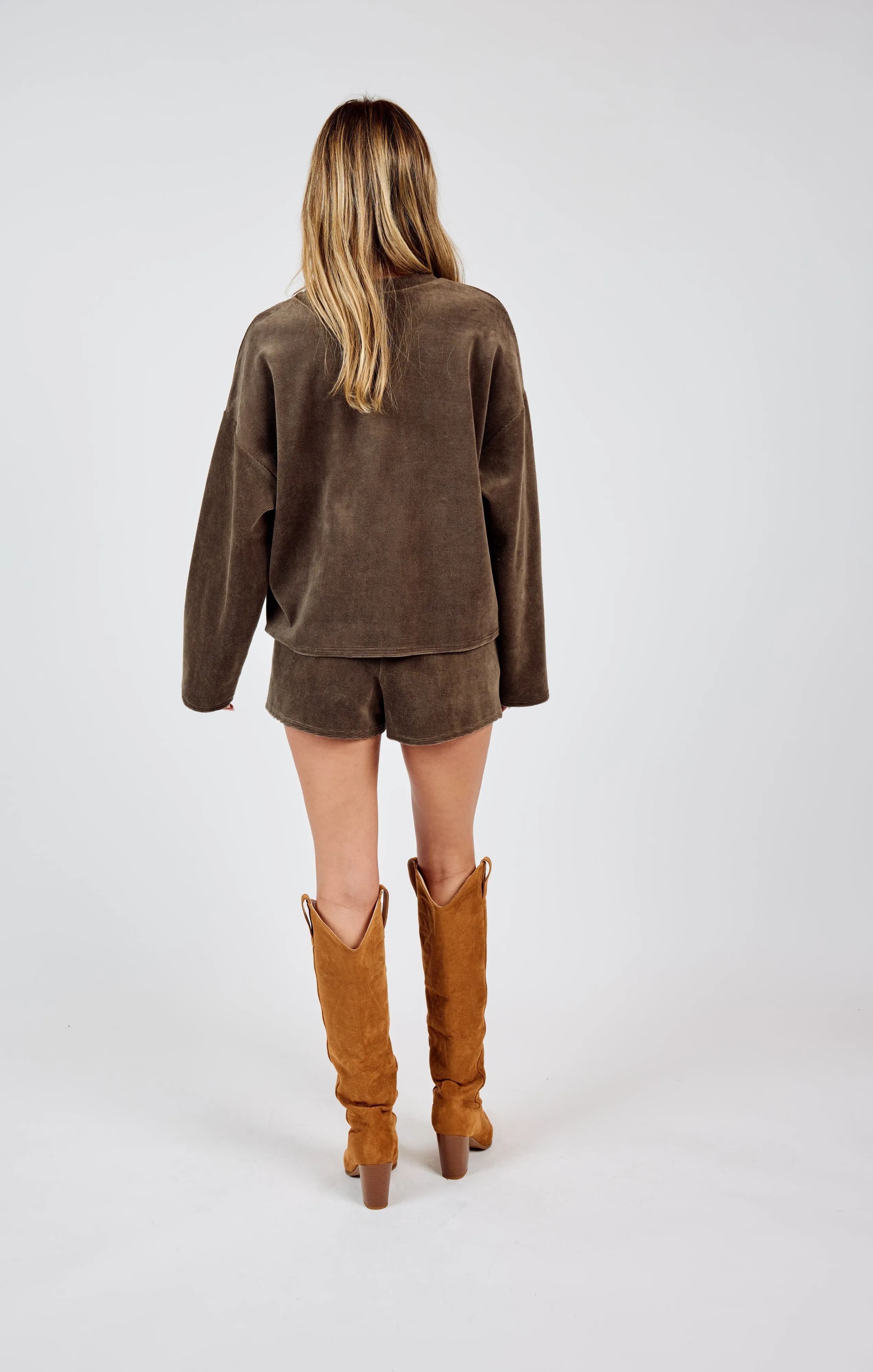 Come Over Brushed Crewneck Sweater, Brown