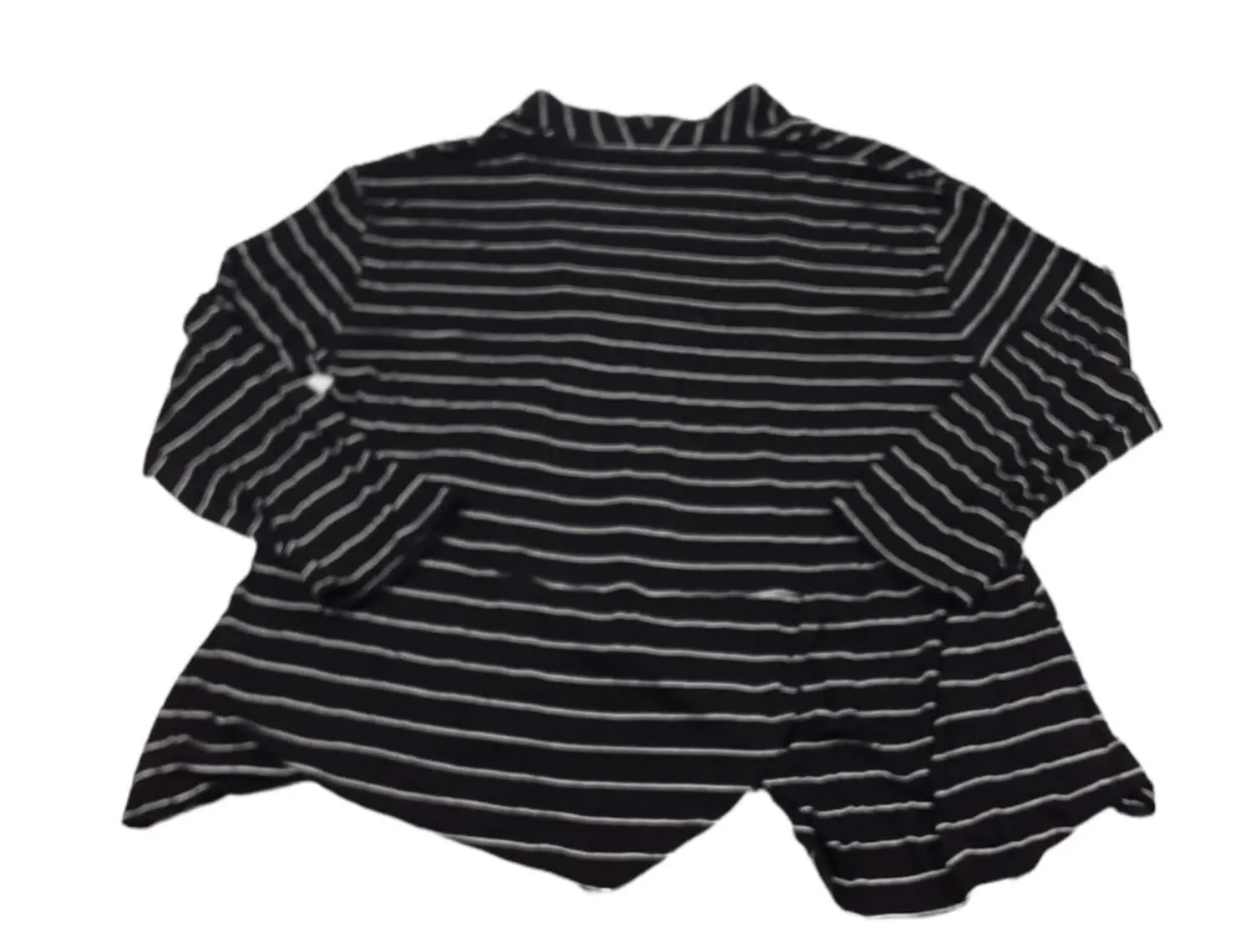 Comfy Women's Black/White Striped Long Sleeve Zip Up Sweater (Size: M)