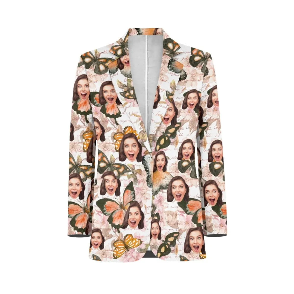 Custom Face Colorful Butterflies Couple Casual Blazers Coat