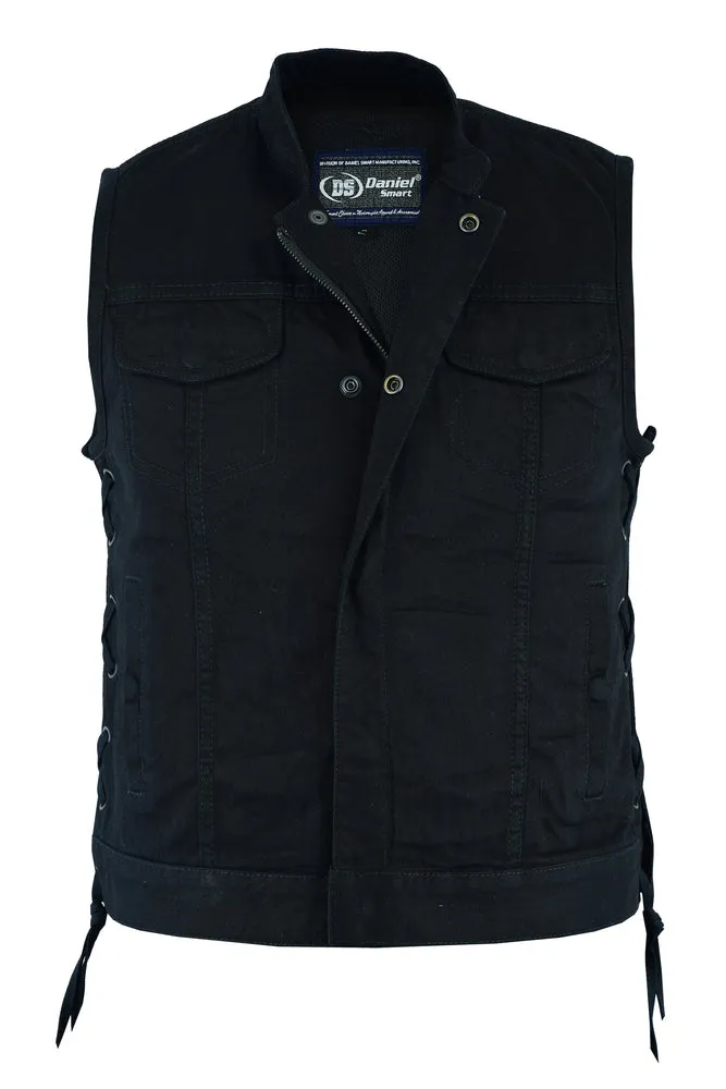 DM986 Women's Advance Side Laces Black Construction Denim Vest