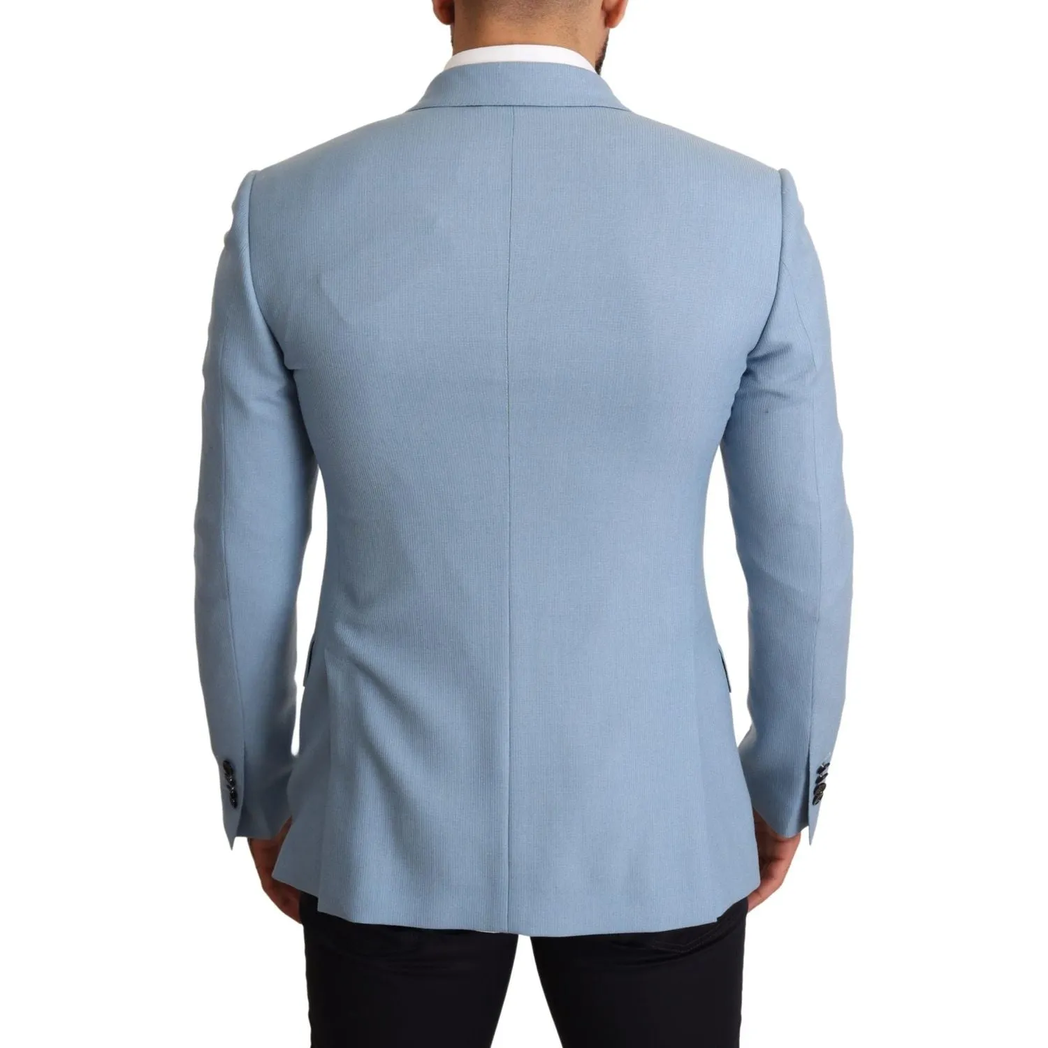 Dolce & Gabbana Elegant Blue Cashmere-Silk Men's Blazer