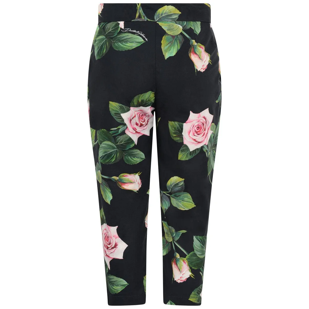 Dolce & Gabbana Girls Trousers - & Pink Rose Cotton Trousers