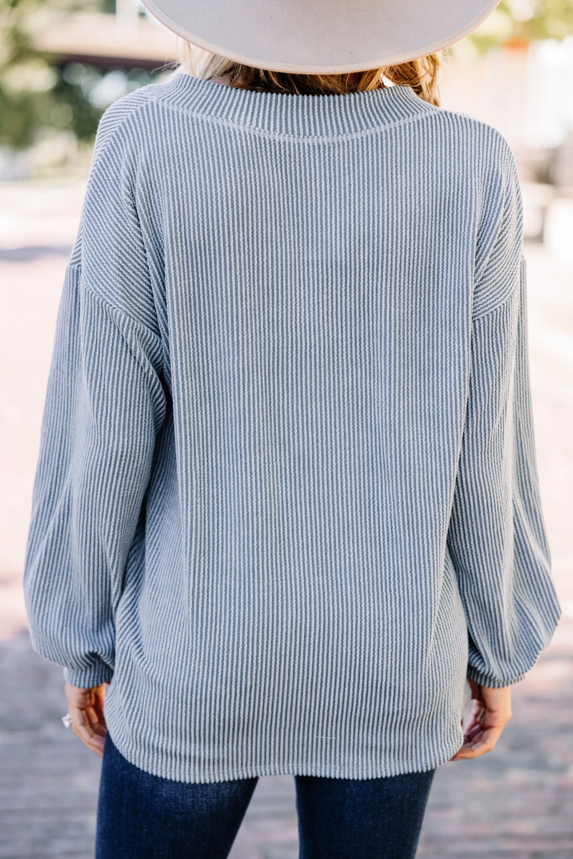 Dream Of The Day Seafoam Blue Ribbed Top