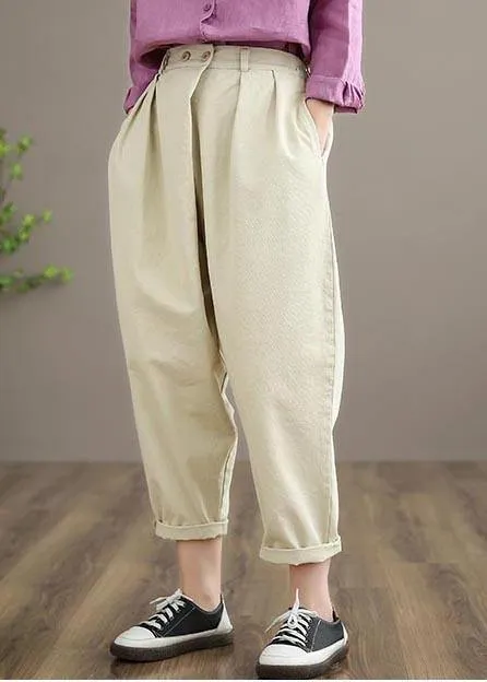 Elegant Beige Pant Stylish Spring Button Down Trousers