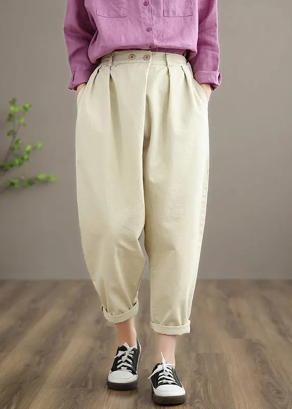 Elegant Beige Pant Stylish Spring Button Down Trousers