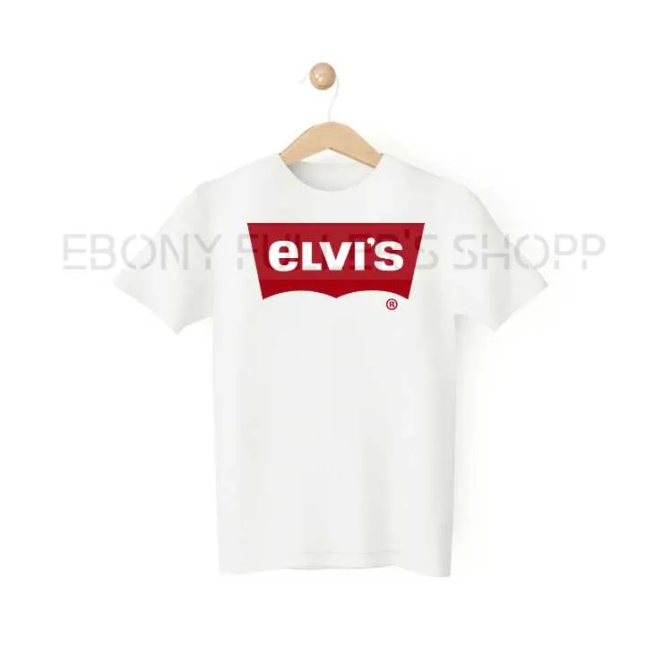 Elvi's Fun Elvis Vs Levi Funny White T-shirts Sarcastic Unisex Adult Men Women T Shirts