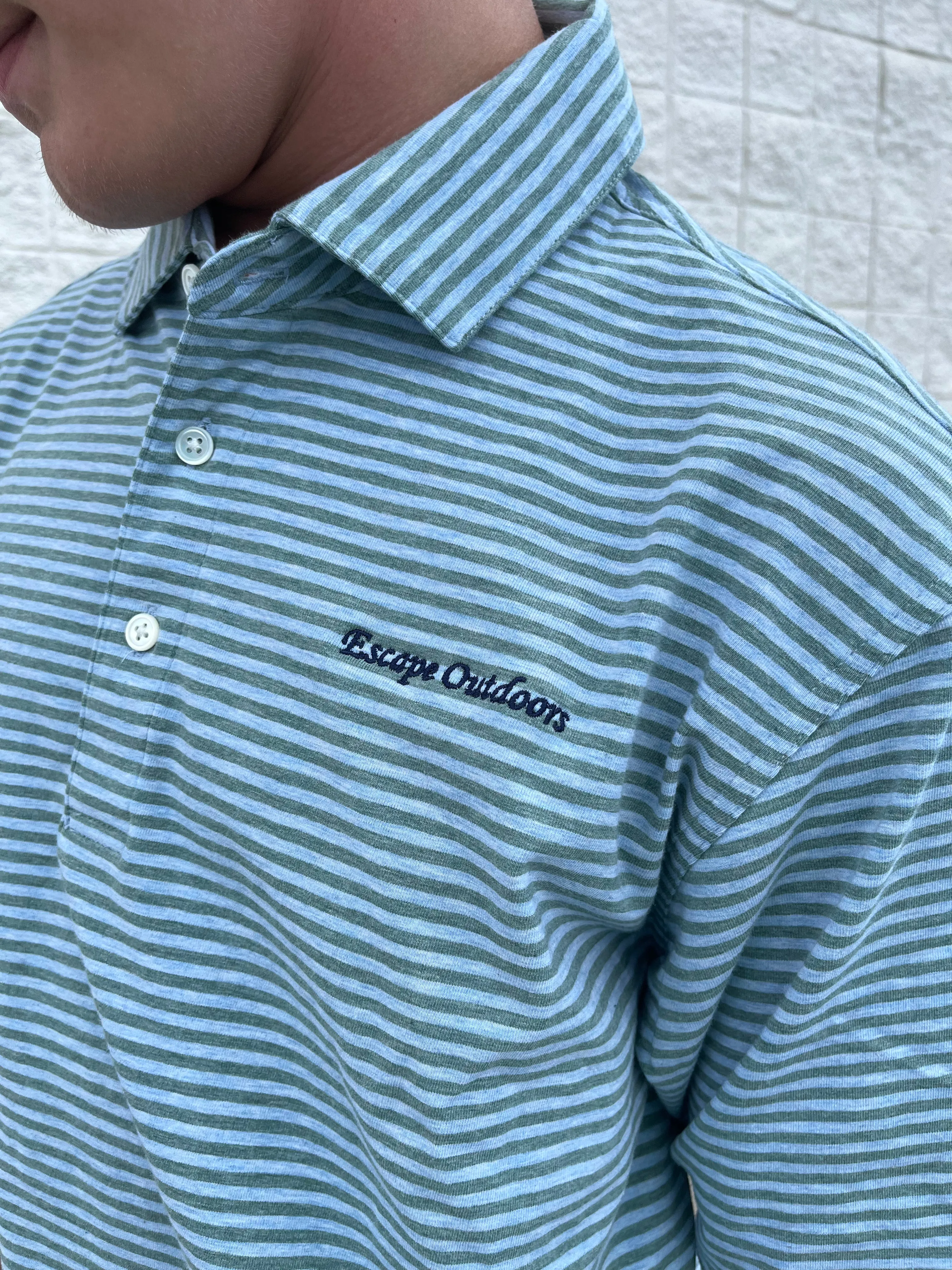 Escape Outdoors Row Stripe Icon Performance Polo