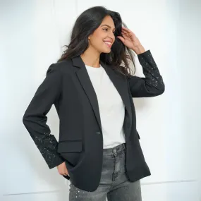 Esqualo Blazer with Sleeve Embellishment