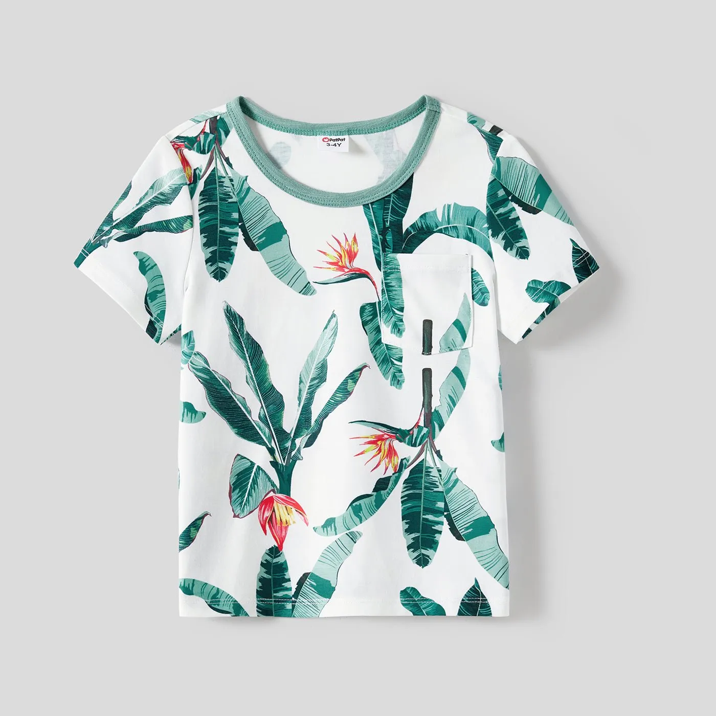 Family Matching Plant Print Panel Ruffle Hem Tank Dresses and Short-sleeve T-shirts Sets