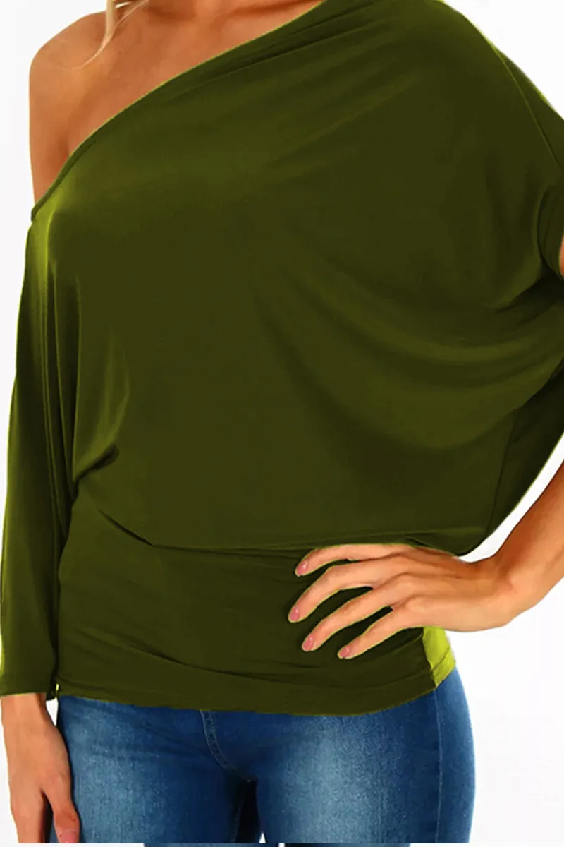 Florcoo Off One Shoulder Comfy Essential T-shirt Top