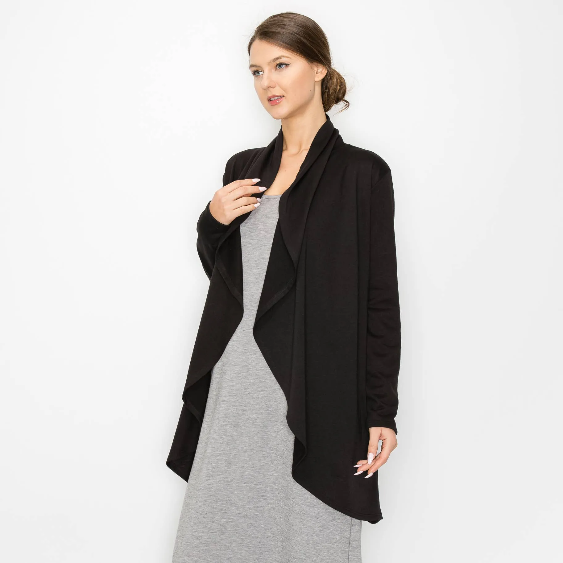 FRENCH TERRY DRAPED CARDI