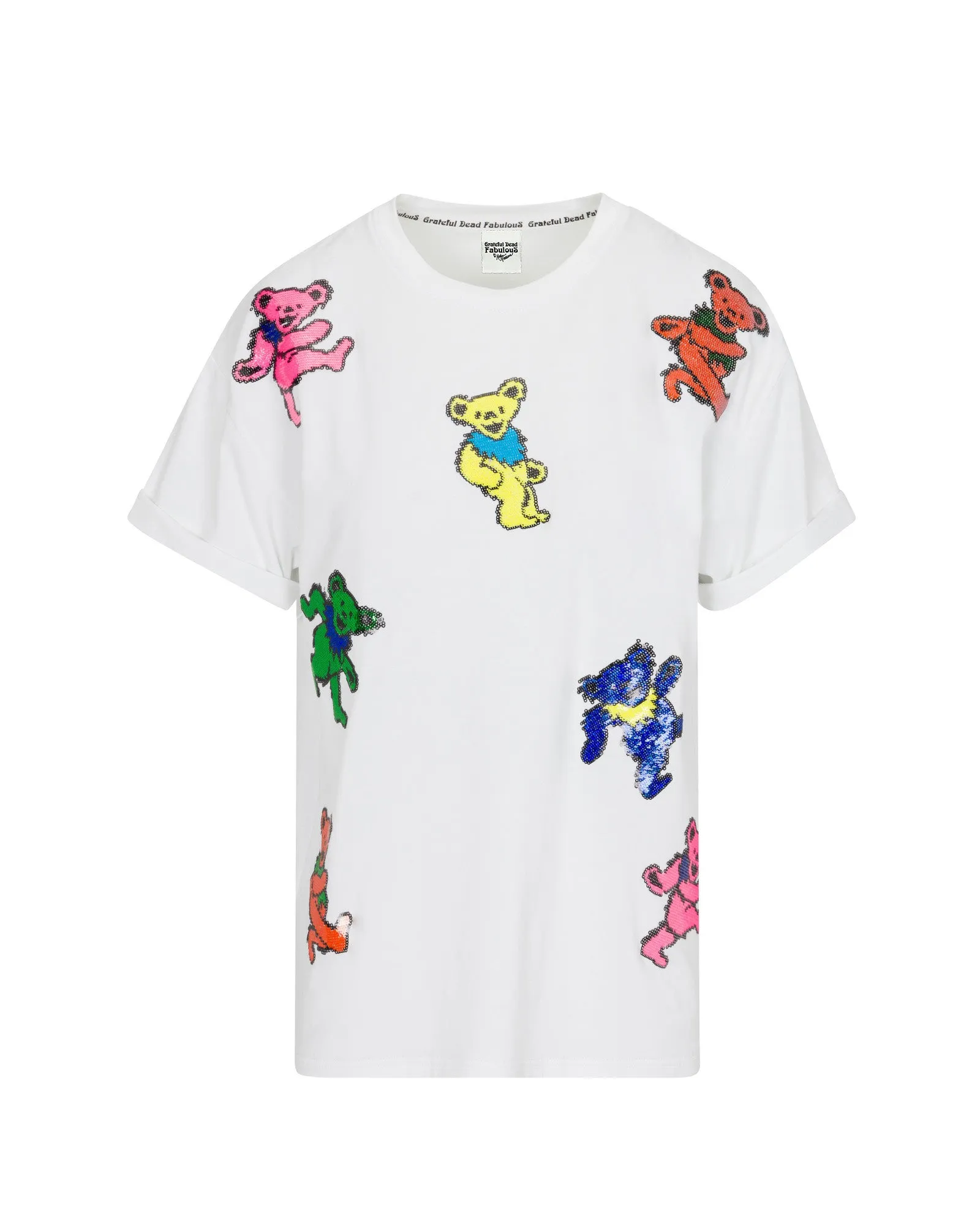 Grateful Dead Dancing Bears Sequin Relaxed T-Shirt - White