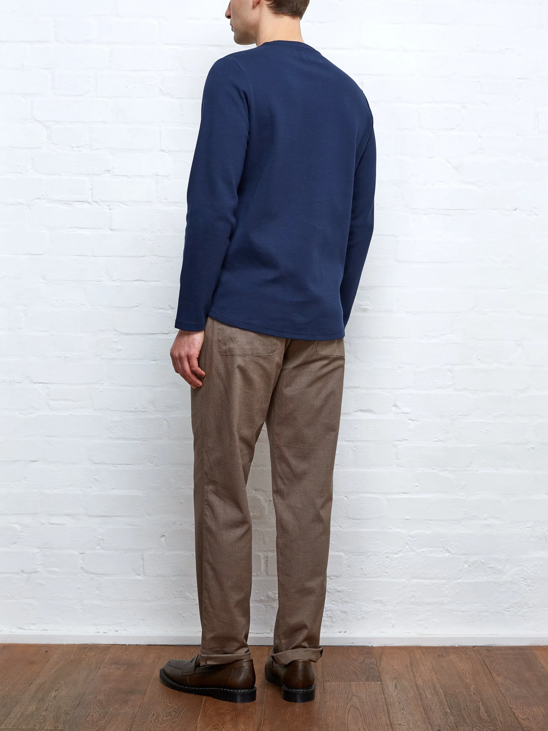 Heavy Long Sleeve Plain T-Shirt Tavistock Navy