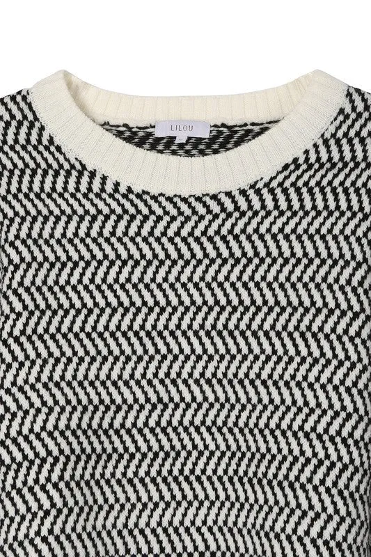 Herringbone Crew Neck Sweater