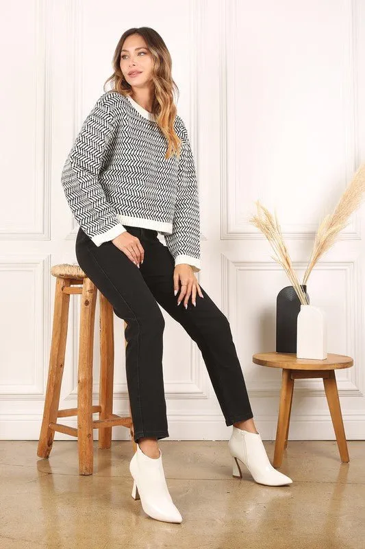 Herringbone Crew Neck Sweater