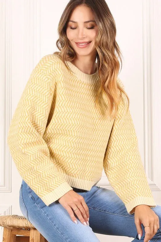 Herringbone Crew Neck Sweater