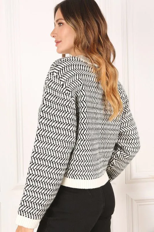 Herringbone Crew Neck Sweater