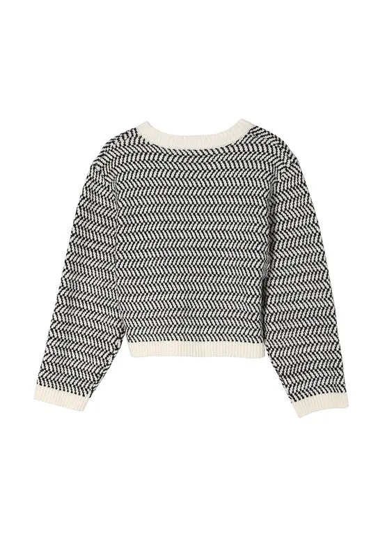 Herringbone Crew Neck Sweater