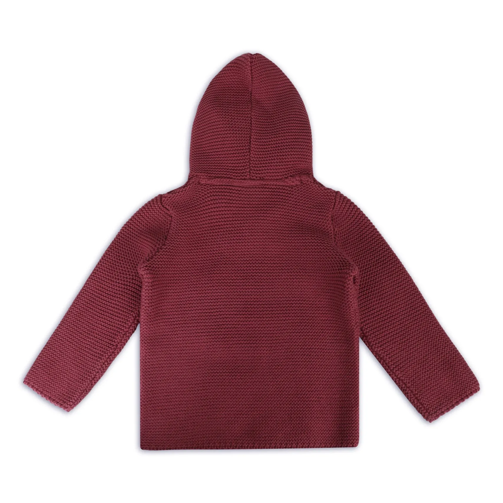 Hooded Button & Pocket Sweater - Berry