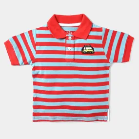 Infant Boys Cotton PK Polo Bus-F. Scarlet