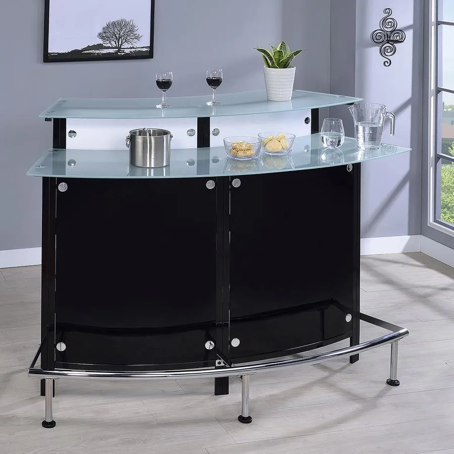 Keystone - Curved Glass Top Home Bar Wine Cabinet - Black