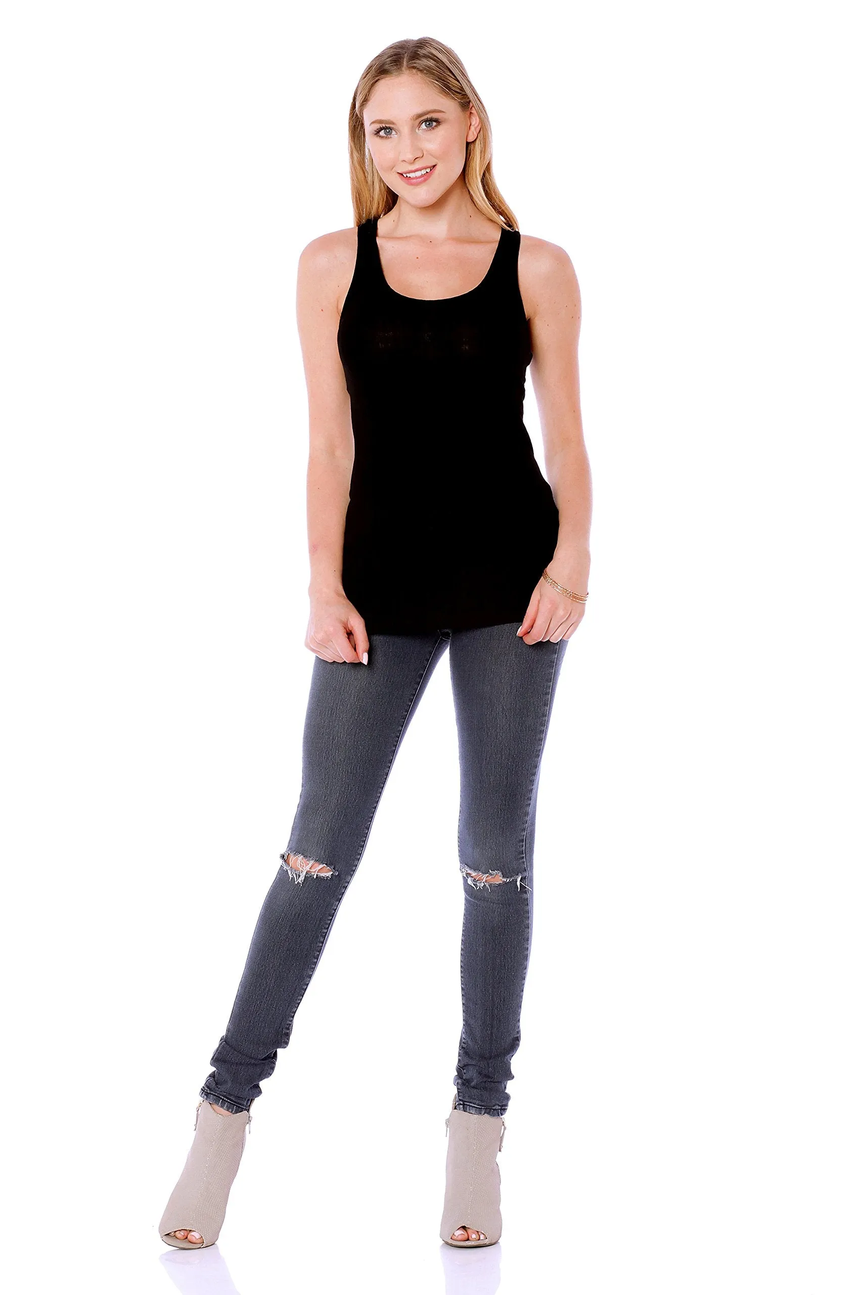 Khanomak Plain Ribbed Racer Back Tank Top