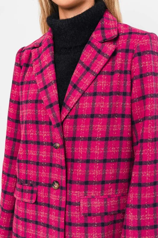 LE LIS Pink Single Button Blazer Coat