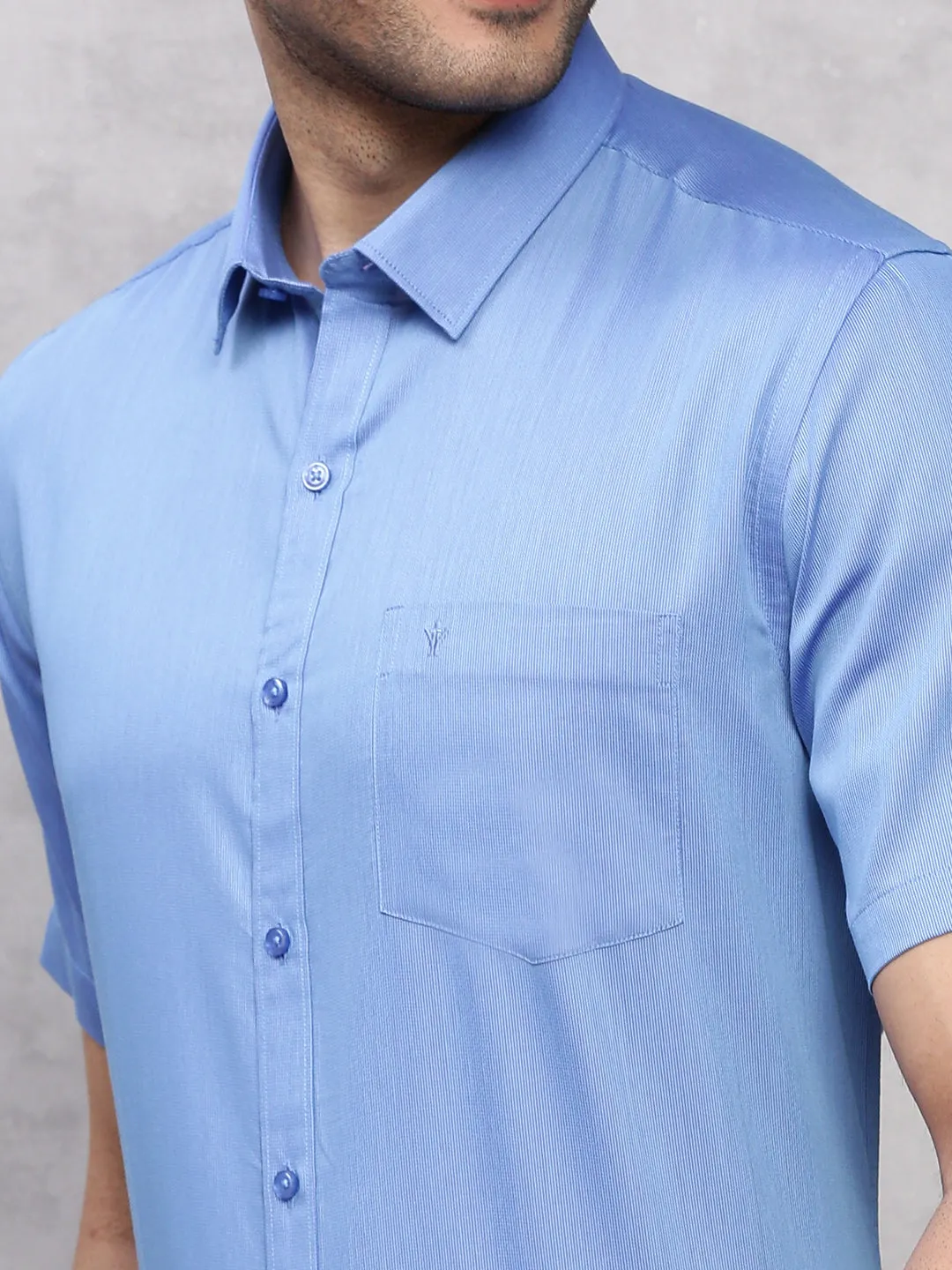 Men Cotton Rich Shirt Blue TZ4