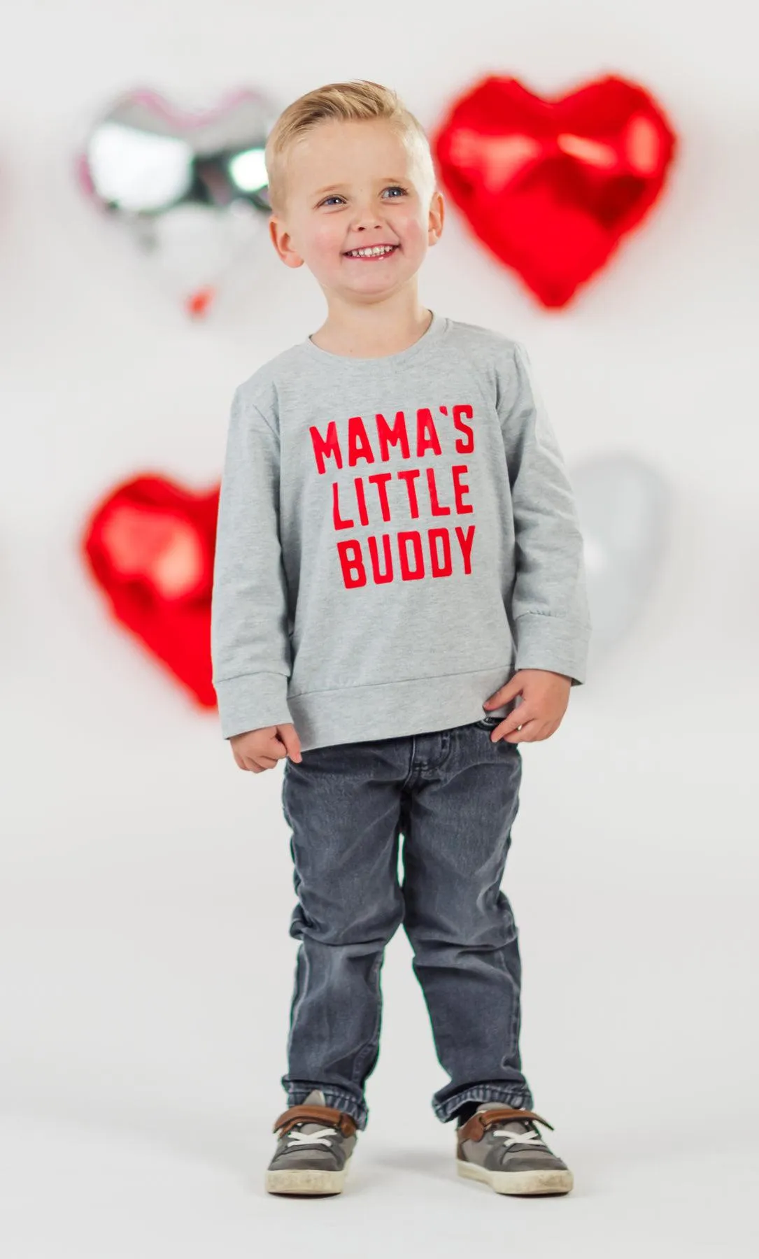 Mom & Kid - "Mama's Little Bestie & Buddy" Gray Top