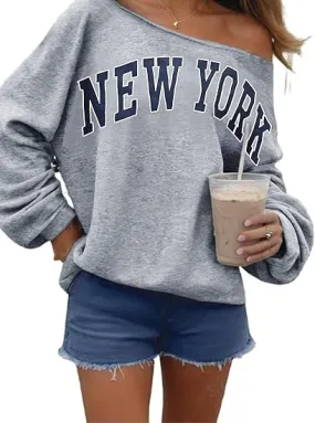 NY Grey Comfy Pullover Sweatshirt w/Pockets