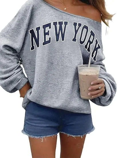 NY Grey Comfy Pullover Sweatshirt w/Pockets