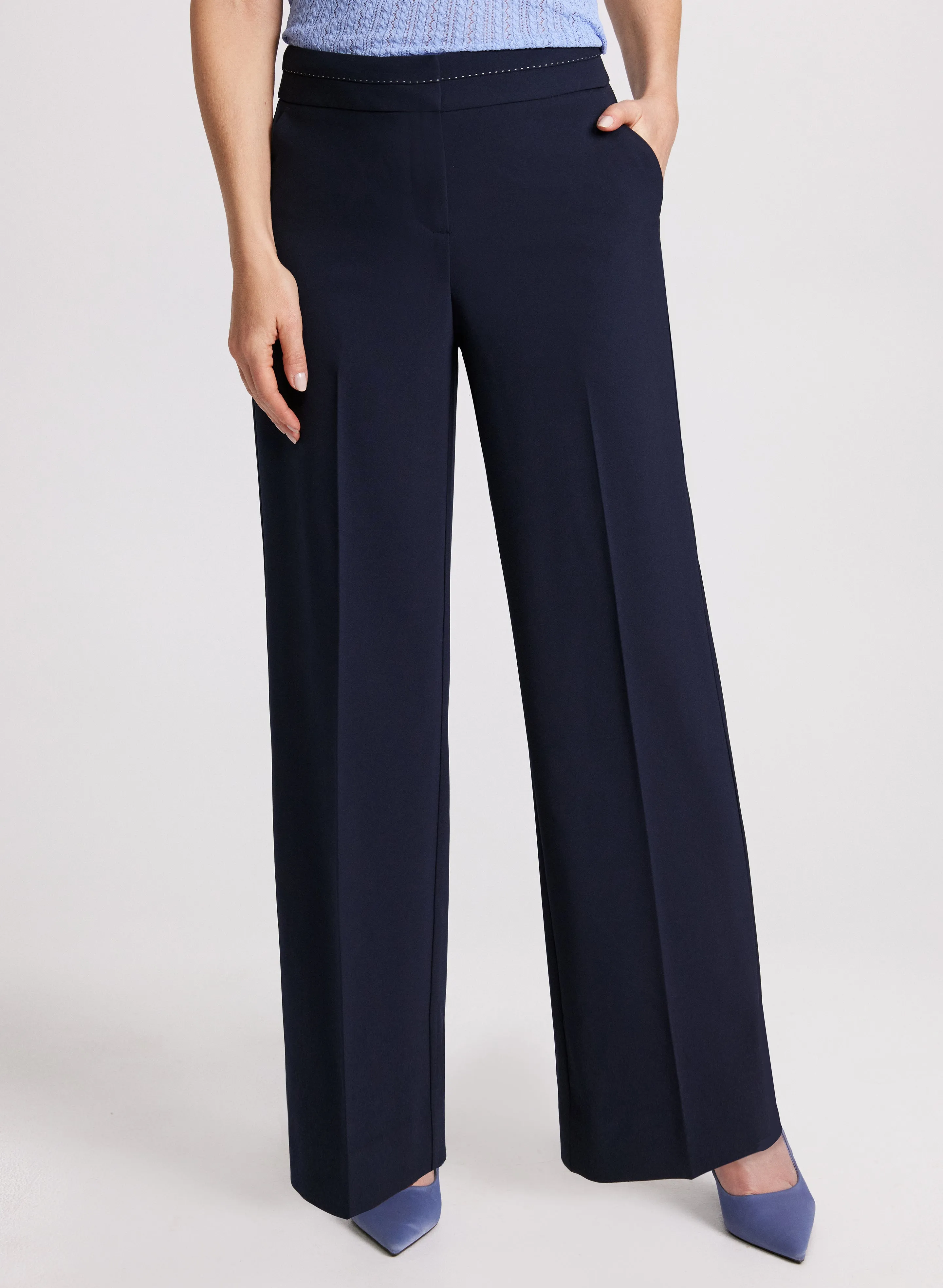 Olivia Wide Leg Contrasting Trim Pants – Regular