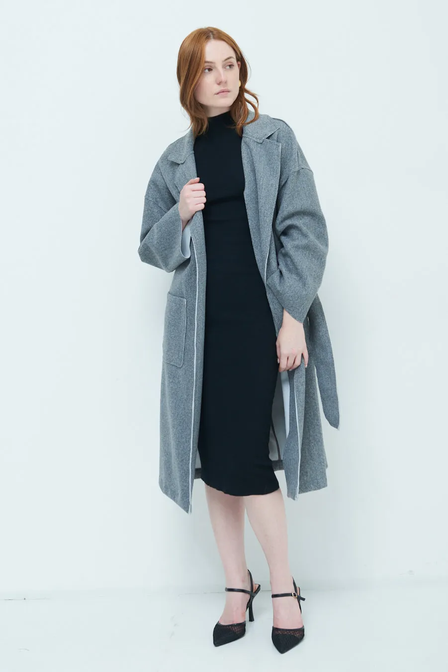 Oversized long coat with wide lapels wholesale