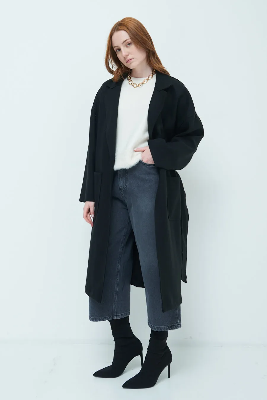 Oversized long coat with wide lapels wholesale