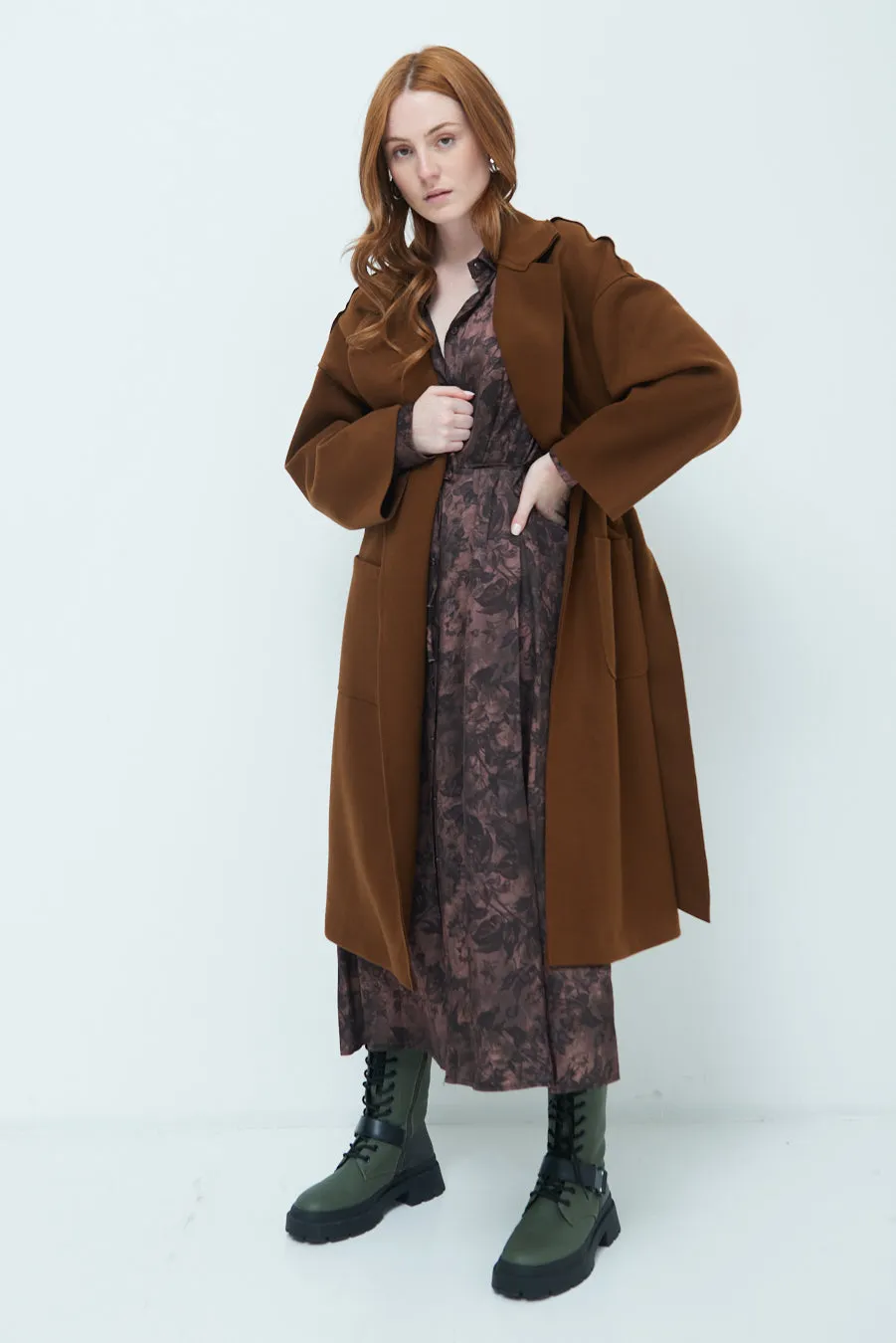 Oversized long coat with wide lapels wholesale