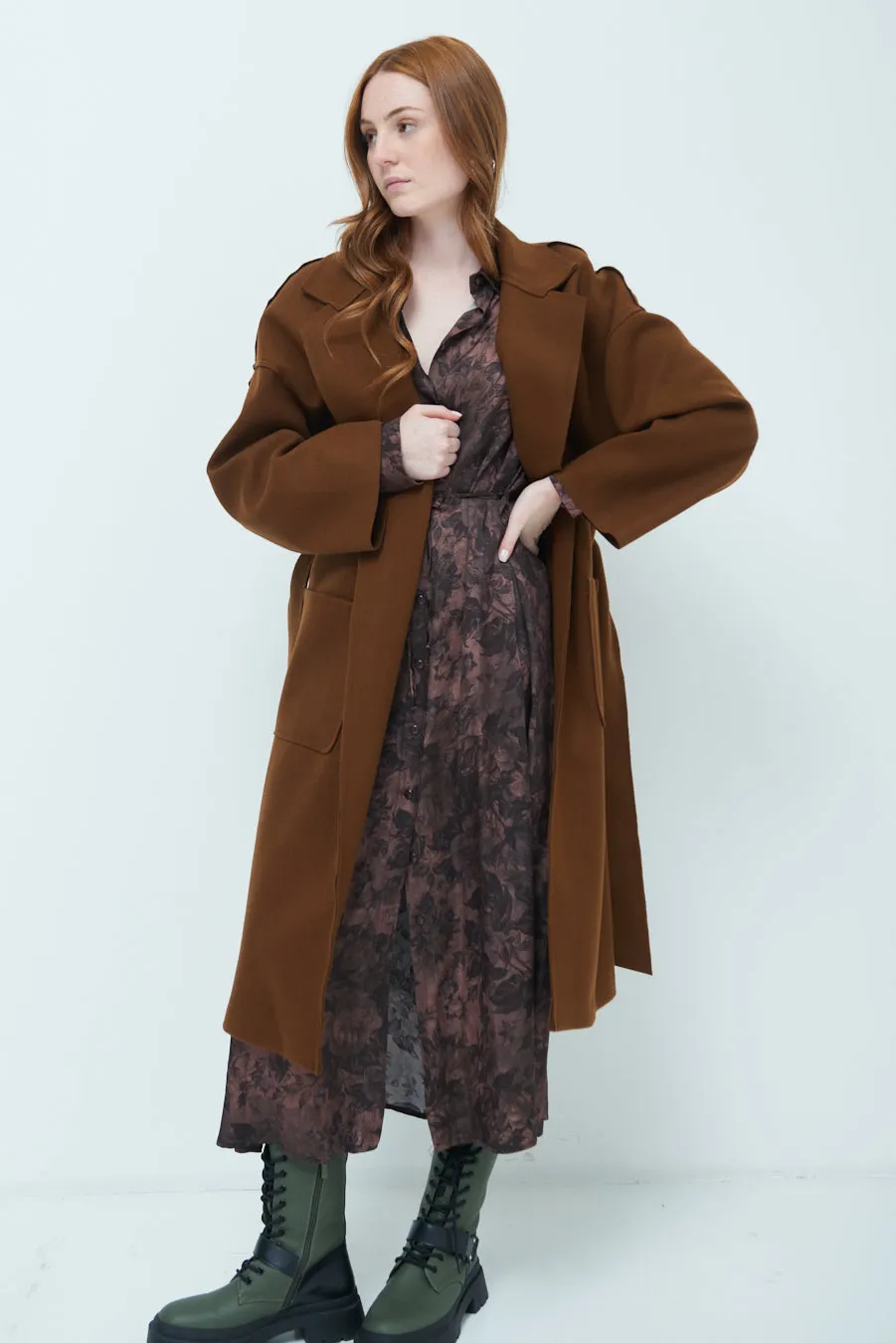 Oversized long coat with wide lapels wholesale